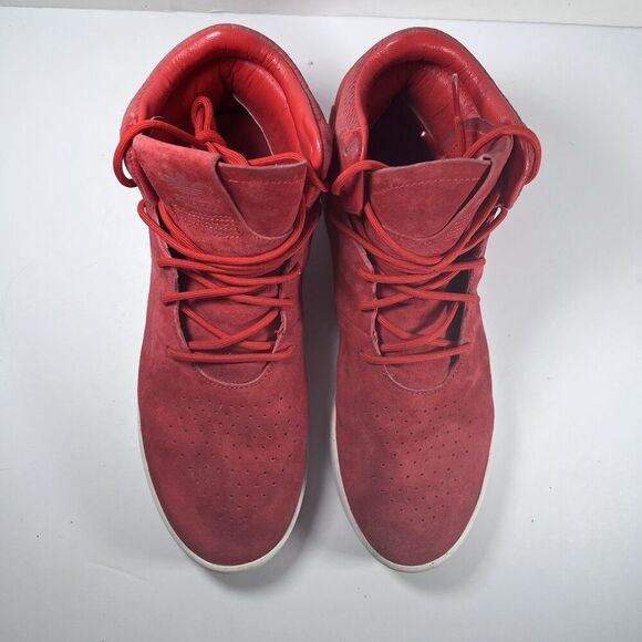 Adidas Tubular Invader Mid Red Suede Lace Up Athletic Shoes Men's Size 10 - Picture 7 of 11
